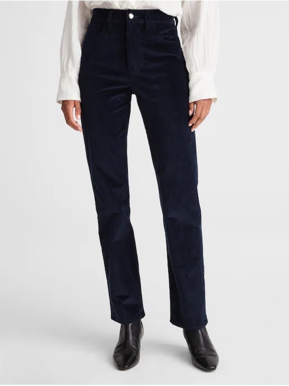 Madewell The Longline Straight Pant Navy Corduroy High Rise NWT 32